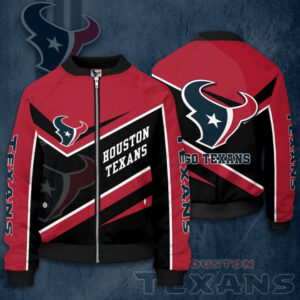 NFL Houston Texans Red Black Bomber Jacket V5 - Bluefink