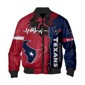 Houston Texans Bomber Jacket graphic heart ECG line - Bluefink