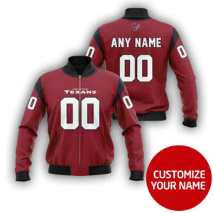 Houston Texans Super Bowl Champions Custom Number Name Red Gift For Texans Fans Bomber Jacket - Bluefink