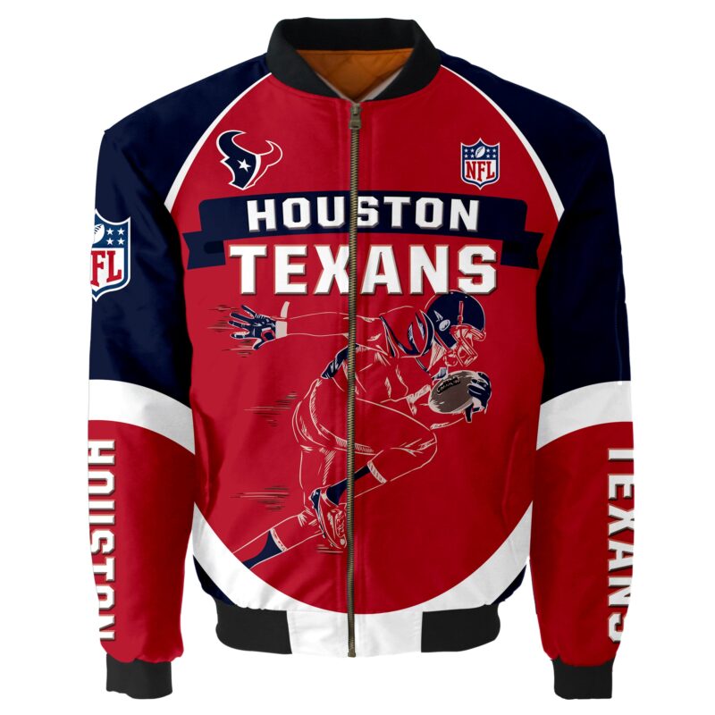 Houston Texans Bomber Jacket Graphic Player Running - Bluefink