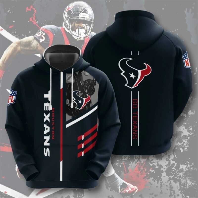 Houston Texans Hoodie 3D Zip Hoodie 3 Lines Graphic Gift for Fans - Bluefink