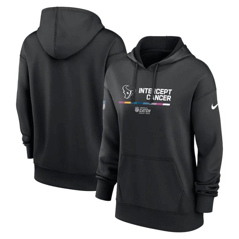 Houston Texans Women's 2022 NFL Crucial Catch Therma Performance Pullover Hoodie - Black - Bluefink