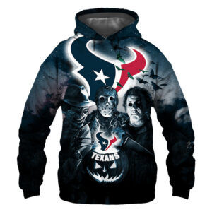Houston Texans Hoodie 3D Halloween Horror Night Gift for Fans - Bluefink