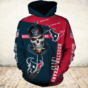 Houston Texans Hoodie 3D Zip Hoodie Cute Deaths Graphic Gifts for Fans - Bluefink