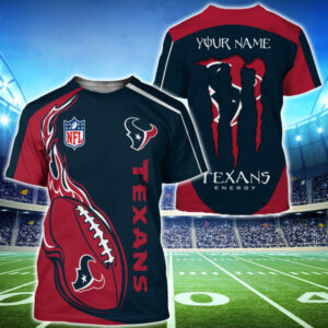 Monster Energy Houston Texans T Shirts Men Custom Name