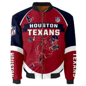 NFL Houston Texans Red Blue Bomber Jacket V9 - Bluefink