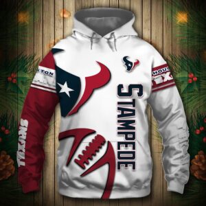 Houston Texans Hoodie 3D Graphic Balls Zip Hoodie Pullover - Bluefink