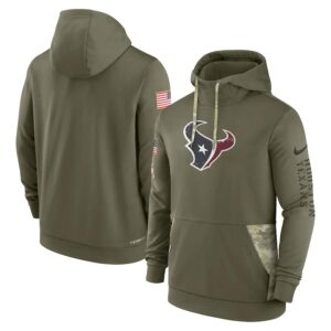 Houston Texans 2022 Salute to Service Therma Performance Pullover Men Hoodie - Olive - Bluefink