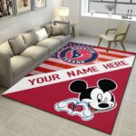 Houston Texans & Mickey Personalized Rug, Living Room Bedroom Carpet – Customized Fan Cave Floor Mat