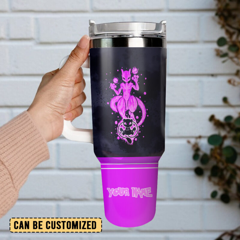 Mewtwo Pokemon Anime Christmas Custom Stanley Quencher 40oz Stainless Steel Tumbler - Threewoofs - Image 2
