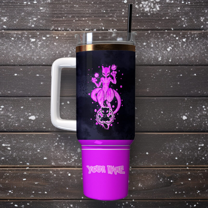Mewtwo Pokemon Anime Christmas Custom Stanley Quencher 40oz Stainless Steel Tumbler - Threewoofs - Image 3