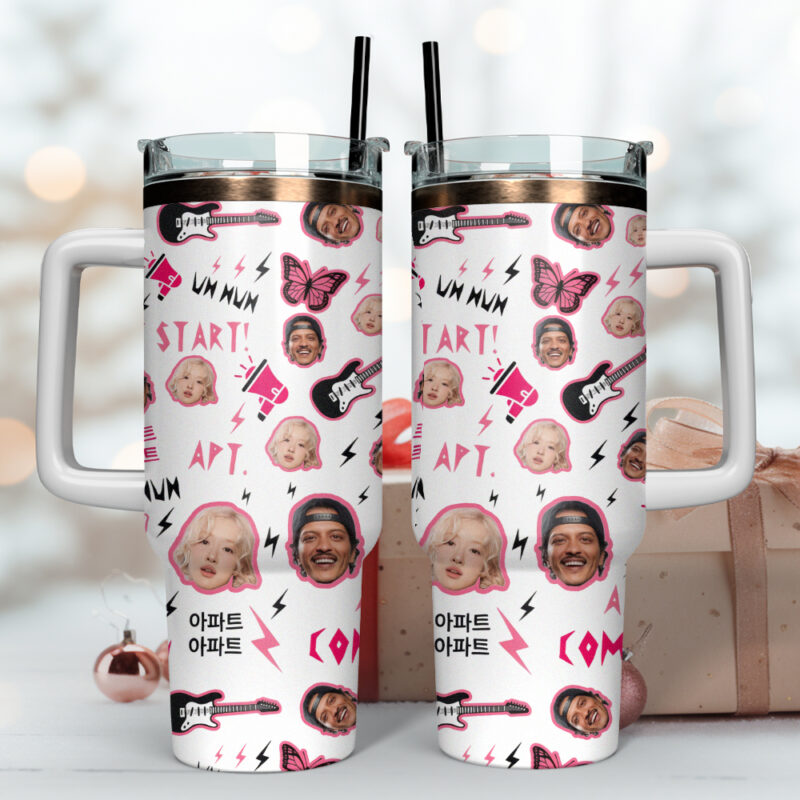 Ros√© x Bruno Mars Music Custom Stanley Quencher 40oz Stainless Steel Tumbler With Handle - Threewoofs - Image 3