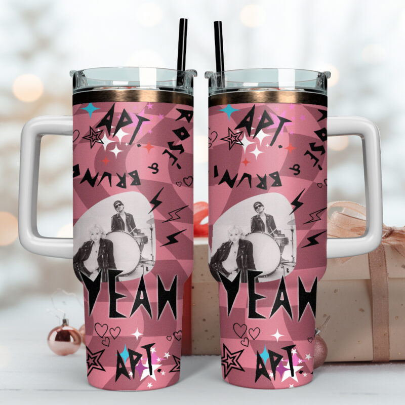 Ros√© x Bruno Mars Music Custom Stanley Quencher 40oz Stainless Steel Tumbler With Handle - Threewoofs - Image 2