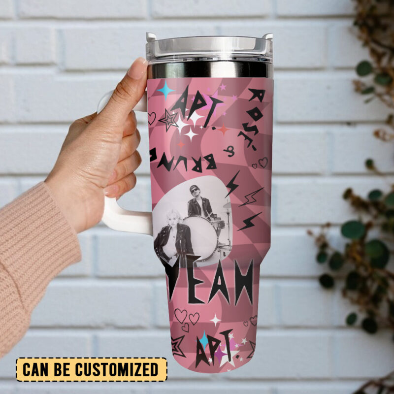 Ros√© x Bruno Mars Music Custom Stanley Quencher 40oz Stainless Steel Tumbler With Handle - Threewoofs - Image 3
