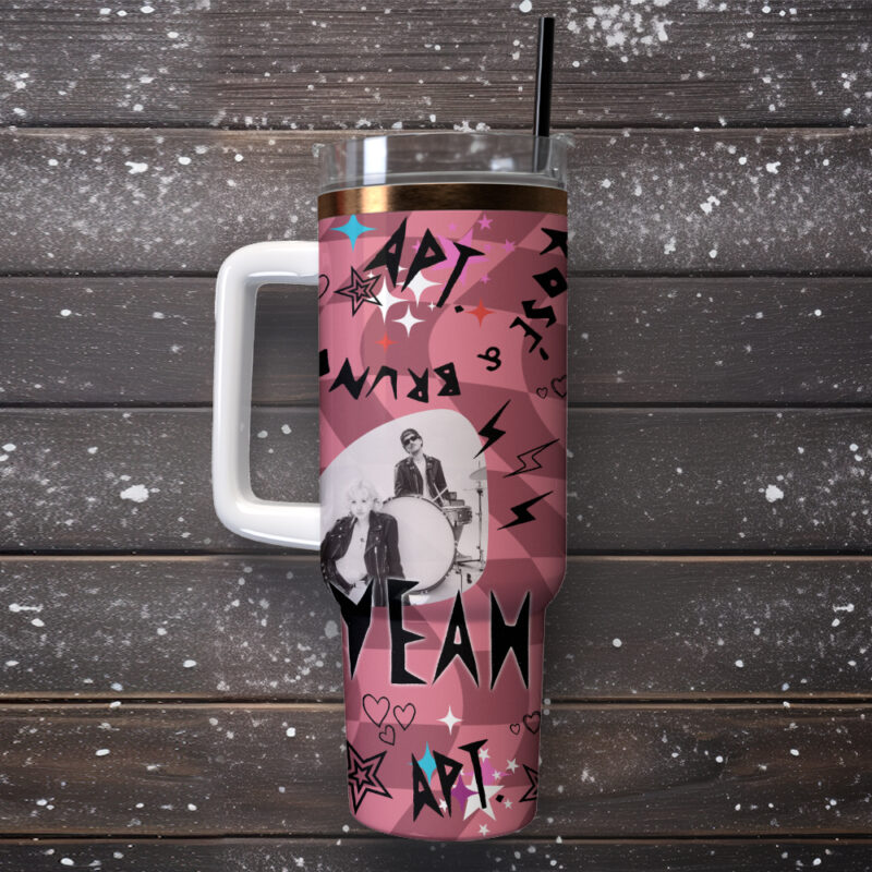 Ros√© x Bruno Mars Music Custom Stanley Quencher 40oz Stainless Steel Tumbler With Handle - Threewoofs - Image 4