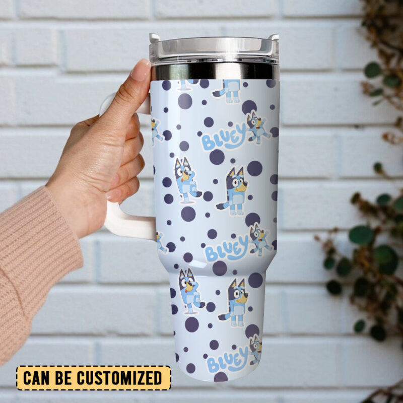 Bluey Cartoon Custom Stanley Quencher 40oz Stainless Steel Tumbler With Handle - Threewoofs - Image 2