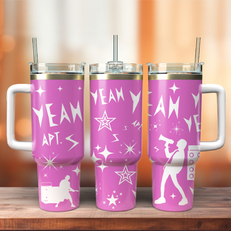 Ros√© x Bruno Mars Music Custom Stanley Quencher 40oz Stainless Steel Tumbler With Handle - Threewoofs