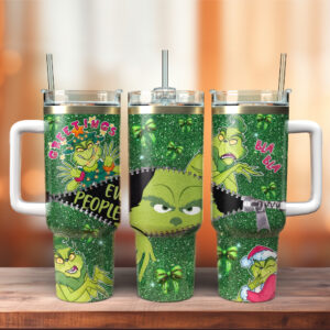 Green Monster Christmas Grinch Movies Custom Stanley Quencher 40oz Stainless Steel Tumbler With Handle - Threewoofs