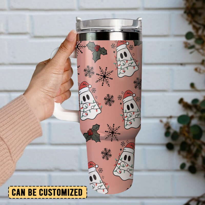 Christmas Ghost Custom Stanley Quencher 40oz Stainless Steel Tumbler - Threewoofs - Image 4
