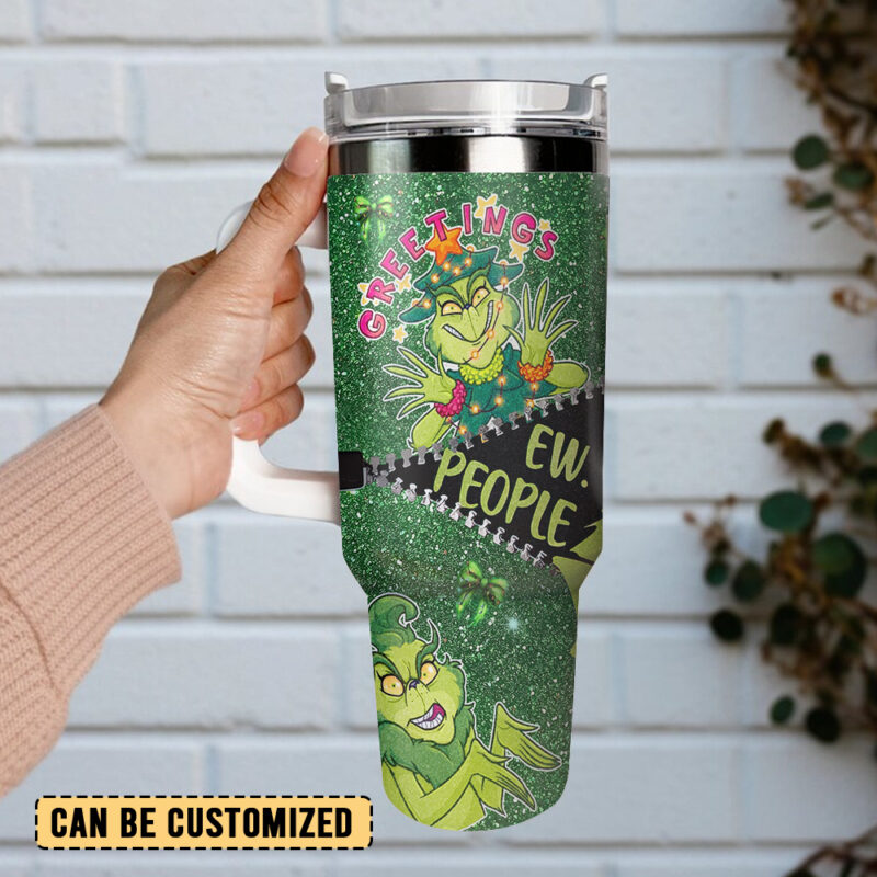 Green Monster Christmas Grinch Movies Custom Stanley Quencher 40oz Stainless Steel Tumbler With Handle - Threewoofs - Image 2