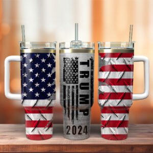 Trump 2024 Custom Stanley Quencher 40oz Stainless Steel Tumbler With Handle - Threewoofs