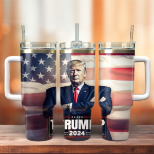 Trump 2024 Custom Stanley Quencher 40oz Stainless Steel Tumbler With Handle - Threewoofs
