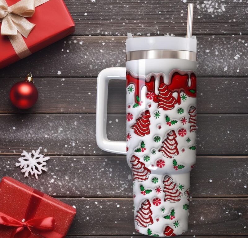 Christmas Tree Cakes Custom Stanley Quencher 40oz Stainless Steel Tumbler With Handle - Threewoofs - Image 2