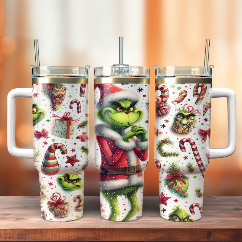 The Grinch Movies Christmas Custom Stanley Quencher 40oz Stainless Steel Tumbler With Handle - Threewoofs