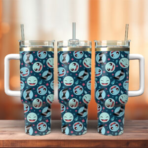 Squirtle Pokemon Anime Custom Stanley Quencher 40oz Stainless Steel Tumbler With Handle - Threewoofs