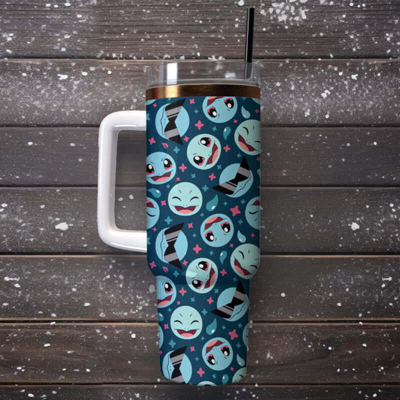 Squirtle Pokemon Anime Custom Stanley Quencher 40oz Stainless Steel Tumbler With Handle - Threewoofs - Image 2