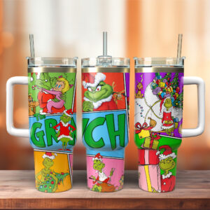 The Grinch Movies Christmas Custom Stanley Quencher 40oz Stainless Steel Tumbler With Handle - Threewoofs