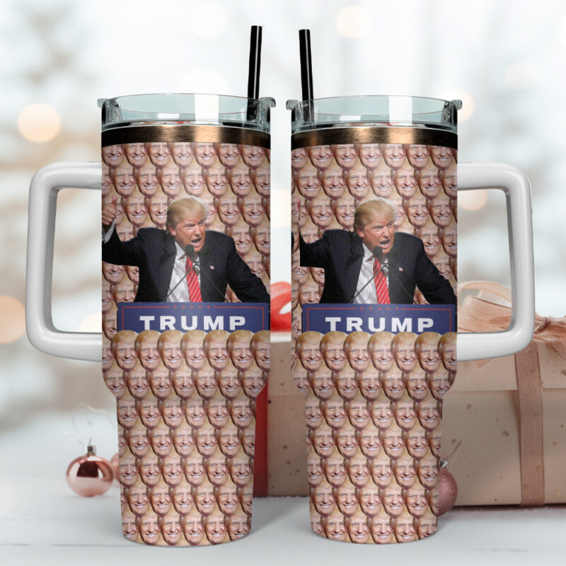 Trump Fight Custom Stanley Quencher 40oz Stainless Steel Tumbler With Handle - Threewoofs - Image 2