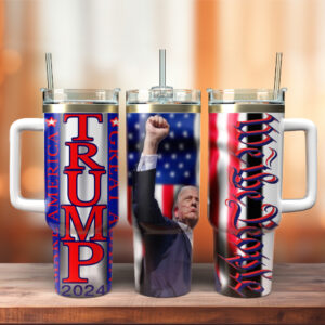 Trump Great Again Custom Stanley Quencher 40oz Stainless Steel Tumbler With Handle - Threewoofs