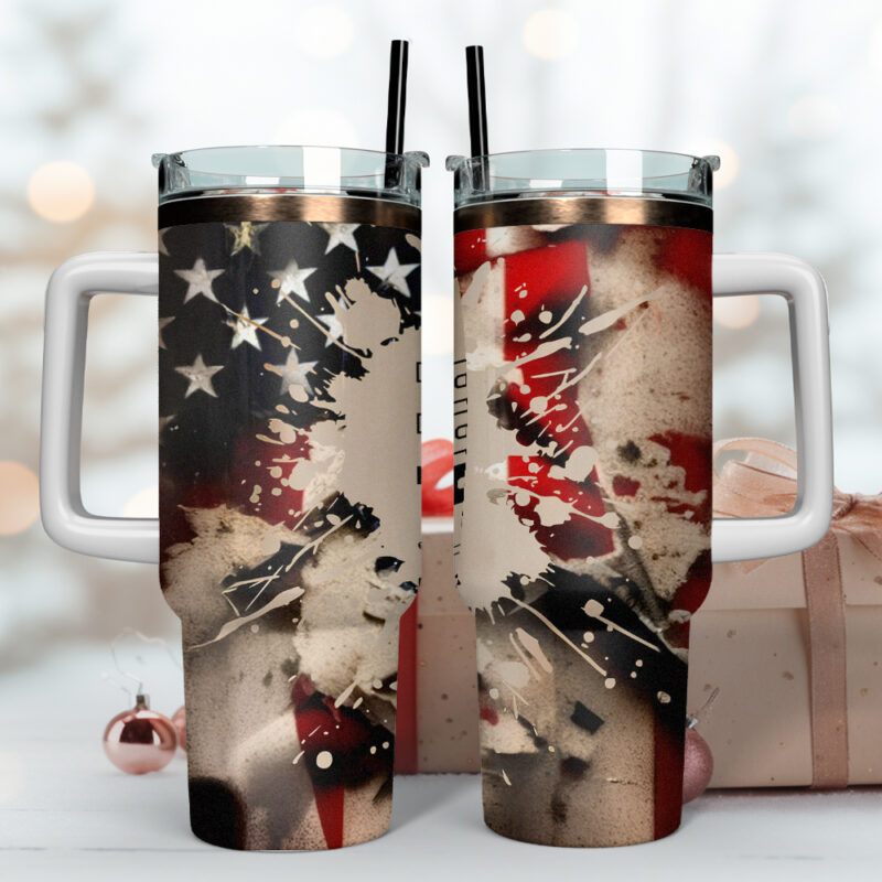 Trump Pick Up The Pieces Custom Stanley Quencher 40oz Stainless Steel Tumbler With Handle - Threewoofs - Image 3