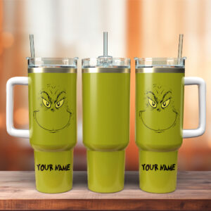 The Grinch Movies Christmas Custom Stanley Quencher 40oz Stainless Steel Tumbler With Handle - Threewoofs