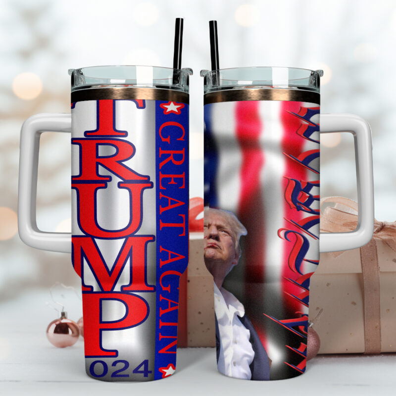 Trump Great Again Custom Stanley Quencher 40oz Stainless Steel Tumbler With Handle - Threewoofs - Image 3