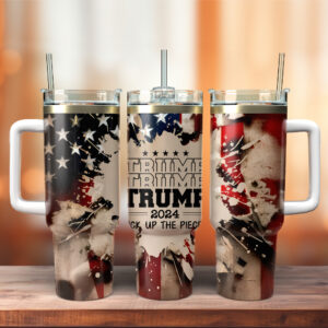 Trump Pick Up The Pieces Custom Stanley Quencher 40oz Stainless Steel Tumbler With Handle - Threewoofs