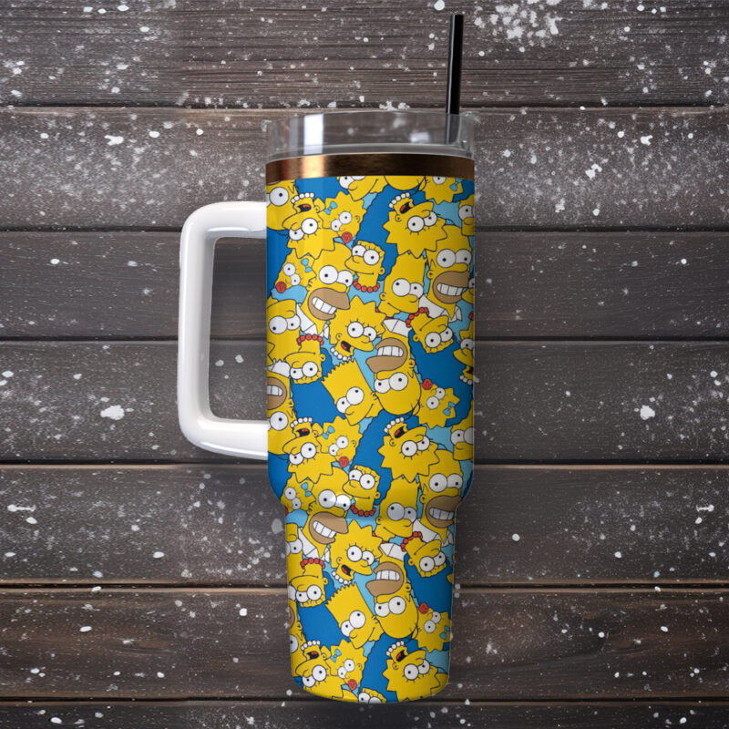 The Simpsons TV Series Custom Stanley Quencher 40oz Stainless Steel Tumbler With Handle - Threewoofs - Image 4