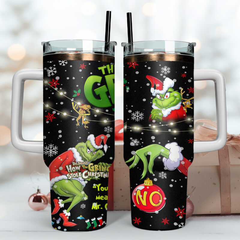 The Grinch Movies Christmas Custom Stanley Quencher 40oz Stainless Steel Tumbler With Handle - Threewoofs - Image 2