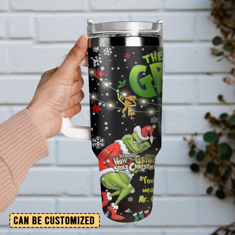 The Grinch Movies Christmas Custom Stanley Quencher 40oz Stainless Steel Tumbler With Handle - Threewoofs - Image 3