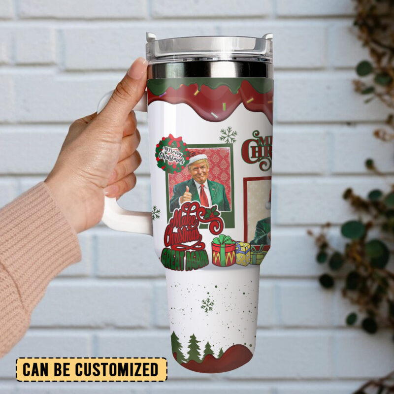 Donald Trump Christmas Custom Stanley Quencher 40oz Stainless Steel Tumbler With Handle - Threewoofs - Image 2