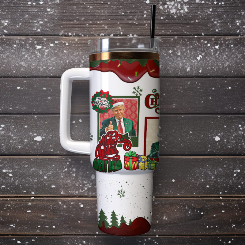Donald Trump Christmas Custom Stanley Quencher 40oz Stainless Steel Tumbler With Handle - Threewoofs - Image 3