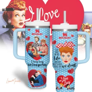 I Love Lucy TV Series Custom Stanley Quencher 40oz Stainless Steel Tumbler With Handle - Threewoofs