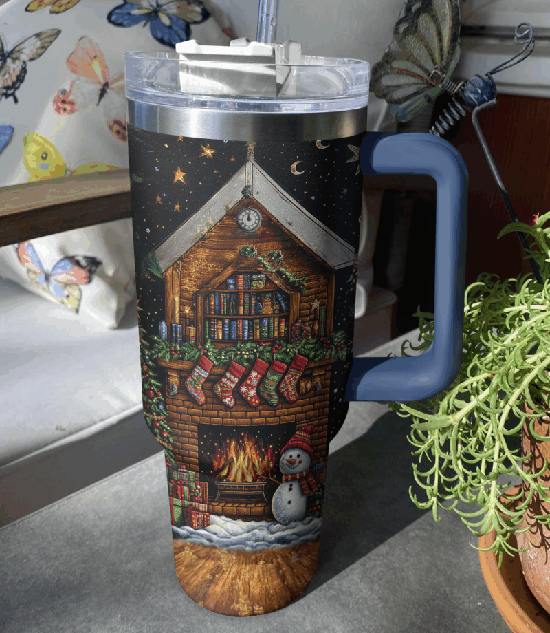 2000s Festive Throwback Christmas Custom Stanley Quencher 40oz Stainless Steel Tumbler With Handle - Threewoofs - Image 2