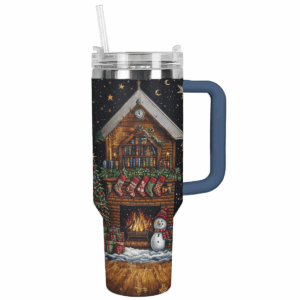 2000s Festive Throwback Christmas Custom Stanley Quencher 40oz Stainless Steel Tumbler With Handle - Threewoofs