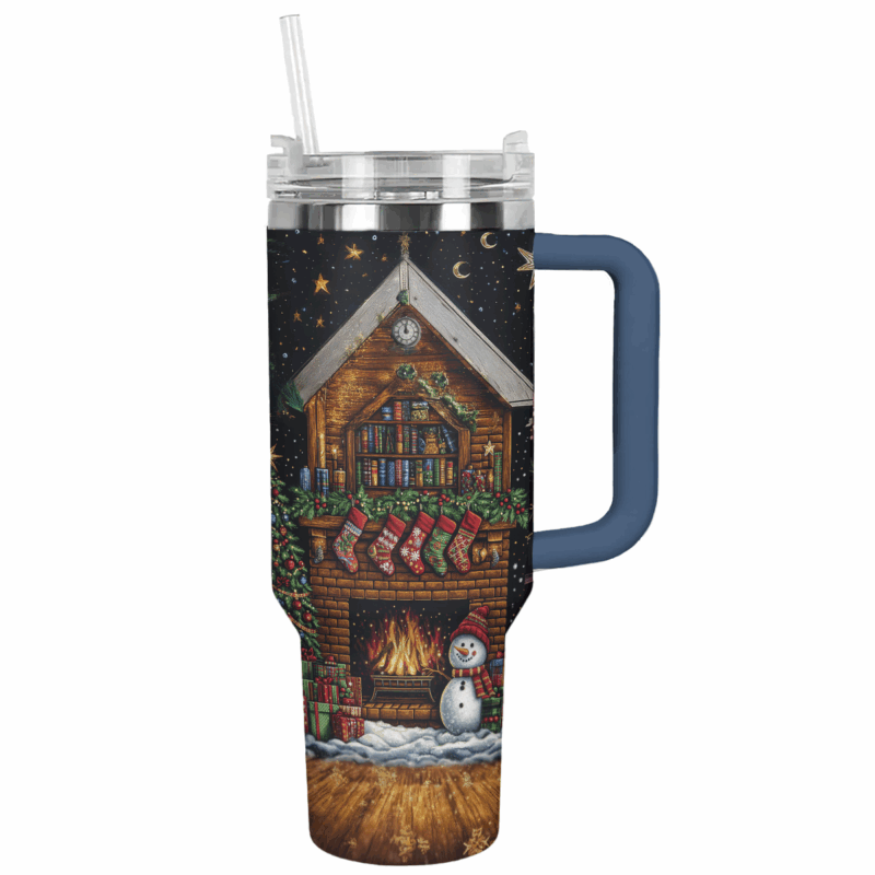 2000s Festive Throwback Christmas Custom Stanley Quencher 40oz Stainless Steel Tumbler With Handle - Threewoofs