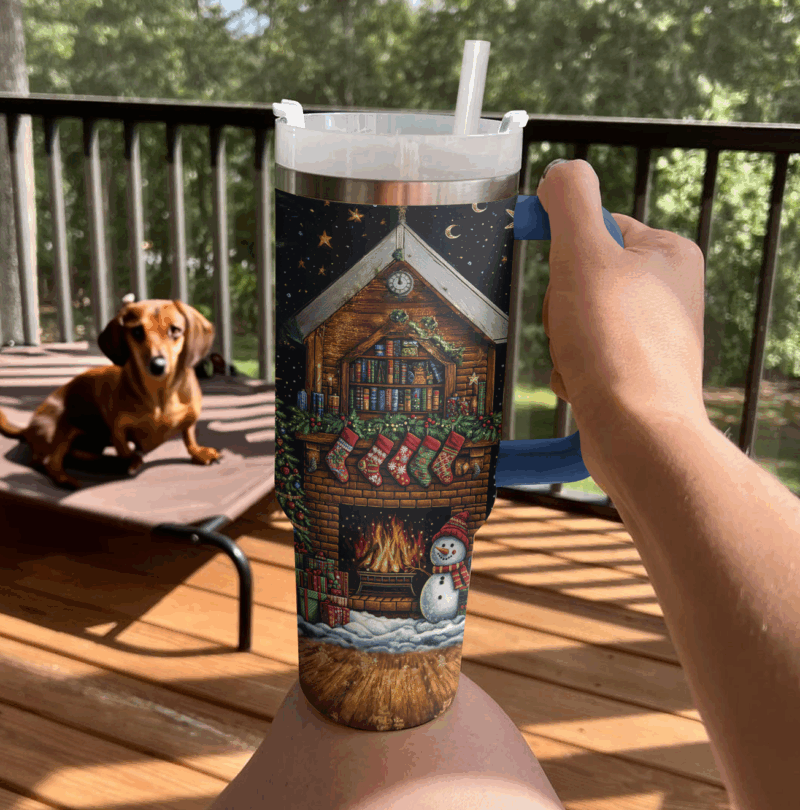 2000s Festive Throwback Christmas Custom Stanley Quencher 40oz Stainless Steel Tumbler With Handle - Threewoofs - Image 3