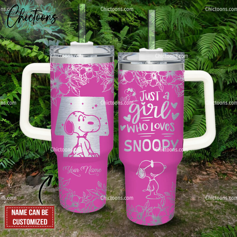 Snoopy Cartoon Custom Stanley Quencher 40oz Stainless Steel Tumbler - Threewoofs