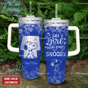Snoopy Cartoon Custom Stanley Quencher 40oz Stainless Steel Tumbler - Threewoofs