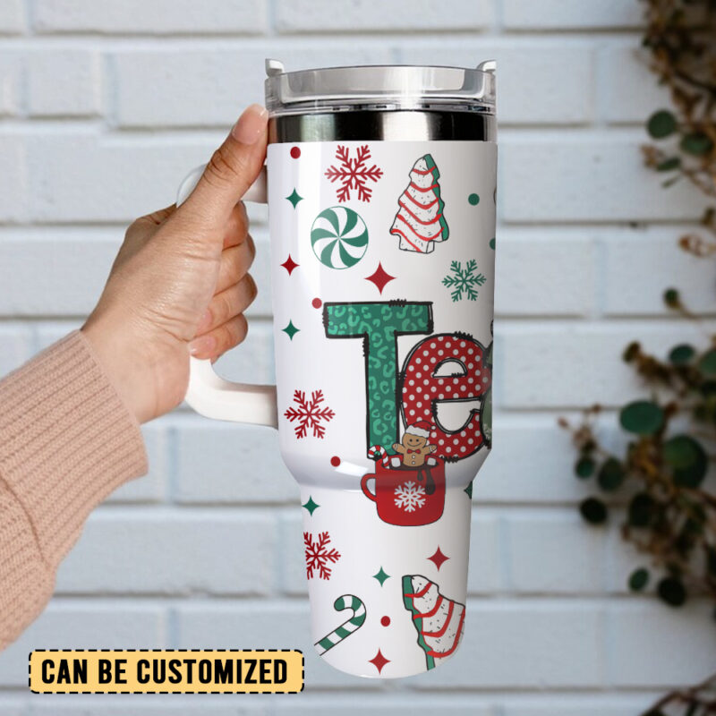 Teacher Christmas Custom Stanley Quencher 40oz Stainless Steel Tumbler With Handle - Threewoofs - Image 2